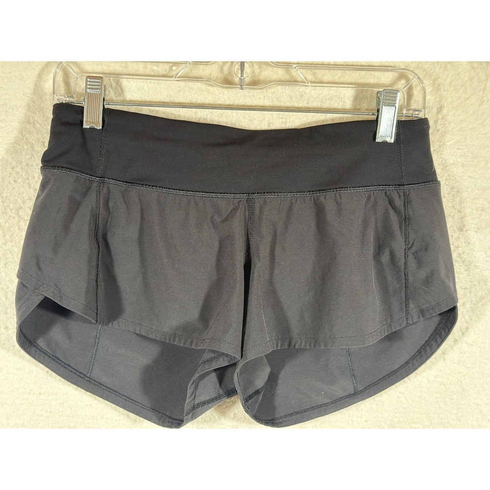 Lululemon Running Shorts Women 6 Black Polyester Lined Athletic Sporty Gym